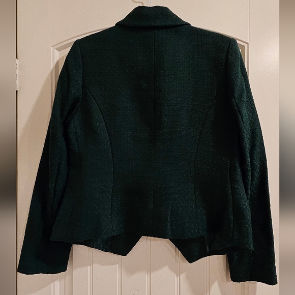 NWT KARL LAGERFELD PARIS Women's Tweed Double Breasted Blazer Dark Green 10 - Picture 9 of 13